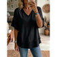 🎉 LIMITED TIME 50% OFF! 👚 Boho Frayed V-Neck Tee – Effortless Summer Breeze 🌿