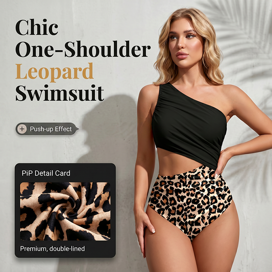 🎉 2026 Sale — Over 45,000 Sold! 🐆 One-Shoulder Leopard Swimsuit – Wild Confidence ☀️