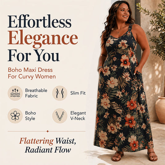 🎉 2026 Sale — Over 27,000 Sold! 💃 Plus Size V-Neck Maxi – Graceful 🌸