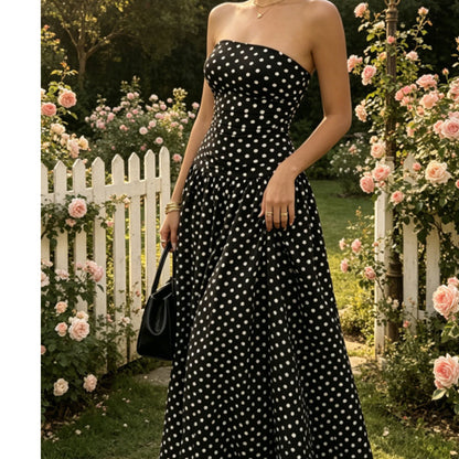 🎉 50% OFF! 👗 Viral Polka Dot Dress – Parisian Romance Mode ✨