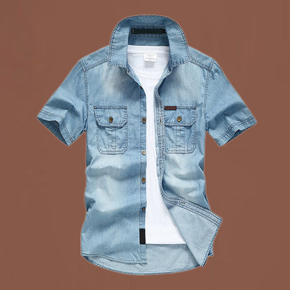 🚨 FINAL HOURS! ⏳ 50% OFF – Built to Last! 👕 Men’s Washed Denim Shirt – Rugged Charm, Effortless Cool 💙