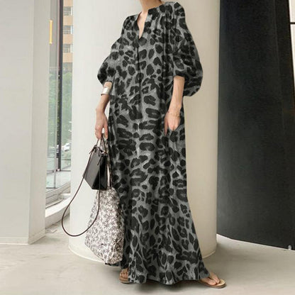 🎉 2026 Sale — Over 78,000 Sold!💞 Leopard Print Oversized Maxi Shirt Dress – Wild Elegance Meets Comfort 🐆