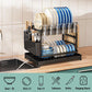 🏃50% OFF WHILE STOCKS LAST!🍽️💧 Stop stacking wet dishes on the counter — this 2-tier rack holds plates, bowls, and utensils all in one place. Rotating spout drains straight into the sink. No more puddles. 🏠