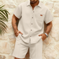 🎉 2026 Sale — Over 54,000 Sold! 👕 Men's Waffle Knit Short Sleeve Shirt & Shorts Set – Relaxed Summer Style 🌿