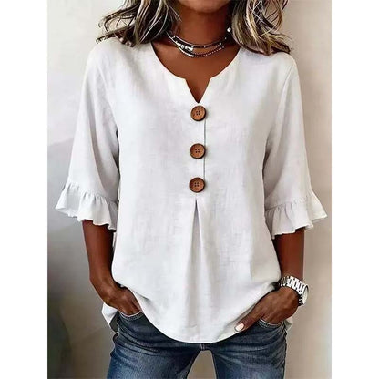 🎉 LIMITED TIME 50% OFF! 👚 V-Neck Ruffle Sleeve Blouse – Bohemian Grace ✨