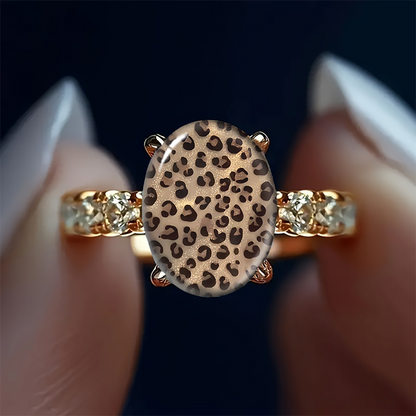 🎉 LIMITED TIME 50% OFF! 🐆 Leopard Oval Statement Ring – Wild Vintage Sparkle ✨