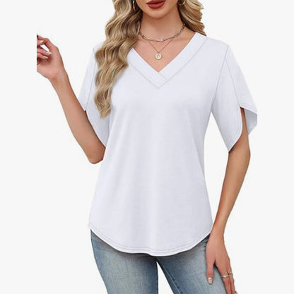 🎉 LIMITED TIME 50% OFF! 👚 V-Neck Flutter Sleeve Blouse – Soft Feminine Breeze 🌸