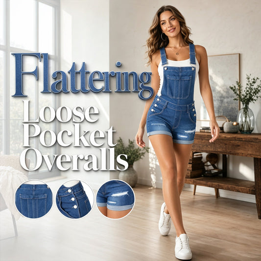 🎉 2026 Sale — Over 43,000 Sold! 👖 Women's Casual Denim Short Overalls – Relaxed Fit Pocket Style 💙