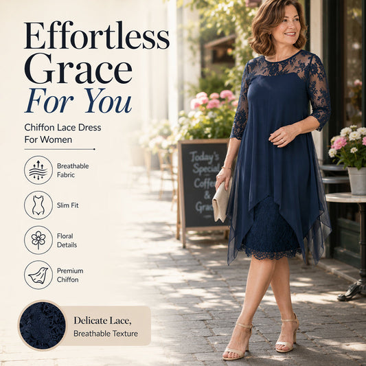 🎉 LIMITED TIME 50% OFF! 👗 Lace Splice Midi Dress – Elegant Day-to-Night Grace ✨