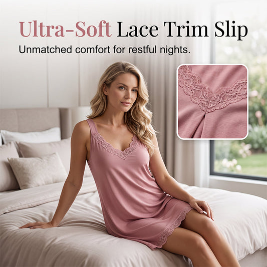 🎉 2026 Sale — Over 31,000 Sold! 🌙 Lace V-Neck Nightdress – Cloud-Soft Sleep Elegance 💤