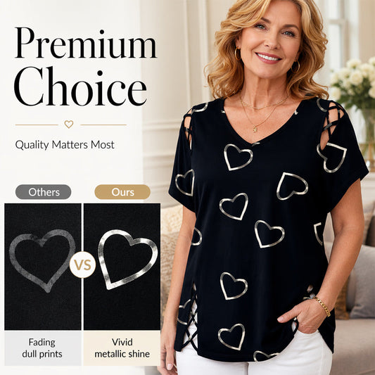 🎉 LIMITED TIME 50% OFF! 👚 Cutout V-Neck Tee – Effortless Side-Tie Chic 🌸