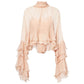 🎉 LIMITED TIME 50% OFF! 👚 Sheer Mock Neck Blouse – Ruffled Sleeve Elegance ✨