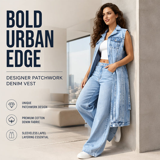 🎉 2026 Sale — Over 24,000 Sold! 💞 Women Sleeveless High Slit Denim Vest Dress Longline Jean Jacket
