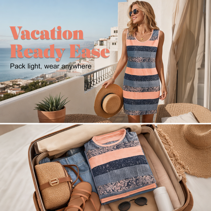 🎉 LIMITED TIME 50% OFF! 👗 Summer Sleeveless Stripe Dress – Breezy Classic, Effortless Chic ⏰