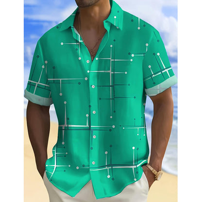 🎉 LIMITED TIME 50% OFF! 🏝️ Men’s Relaxed Geometric Shirt – Breezy Fit, Bold Vibes ✨