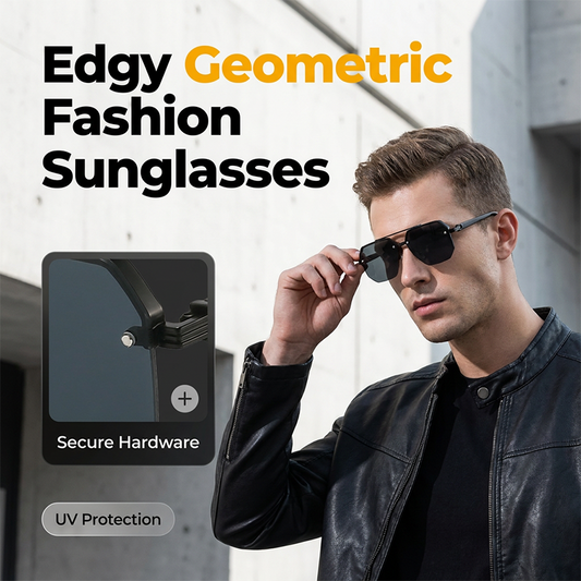📢📢 50% OFF !! ⏰ Men’s Geometric Polygon Sunglasses – Sharp Angles, Sharper Vision 😎
