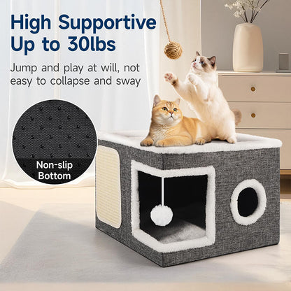 🎉 2026 Sale — Over 18,000 Sold! 🐾 2-in-1 Foldable Cat Cube House – Dual-Level, Built-in Scratching Pad – Hide, Perch & Scratch – Space-Saving, Portable, All-Season Comfort 🏠