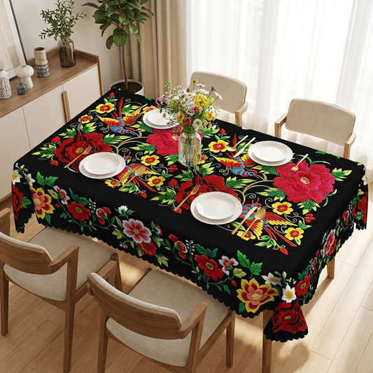 🎉 2026 Sale — Over 24,000 Sold! 🌟 Scalloped Floral Tablecloth – Vibrant Mexican Print, Spill-Proof Coating, Fiesta-Ready Every Day! ✨