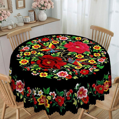 🎉 2026 Sale — Over 24,000 Sold! 🌟 Scalloped Floral Tablecloth – Vibrant Mexican Print, Spill-Proof Coating, Fiesta-Ready Every Day! ✨