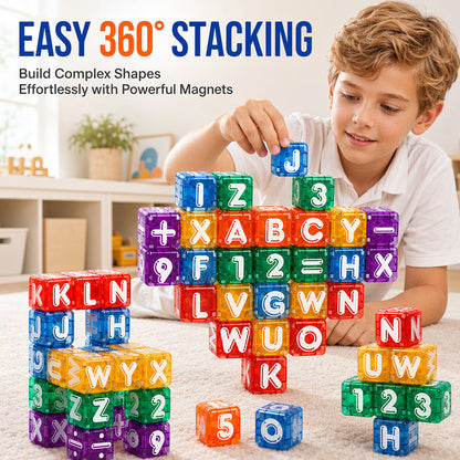 🎉 2026 Sale — Over 16,000 Sold! 🧲 Magnetic Alphabet & Number Cubes – 40 Pieces, 360° Snap-On Play – Learn Letters & Math Through Play! ✨