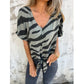 🌷 2026 Summer Sale 50% OFF ☀️👚 Zebra Knot Tee – Wild Print, Waist-Defining Tie ✨