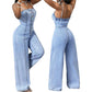 🎉 2026 Sale — Over 34,000 Sold! 👖 Spaghetti Strap Wide-Leg Denim Jumpsuit – High-Waist, Instantly Elongates Your Silhouette! ✨