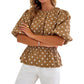 🎉 2026 Sale — Over 19,000 Sold! 🌸 Polka-Dot Top – Fitted Waist, 3/4 Sleeves – Effortless Style from Desk to Dinner! ✨