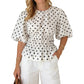 🎉 2026 Sale — Over 19,000 Sold! 🌸 Polka-Dot Top – Fitted Waist, 3/4 Sleeves – Effortless Style from Desk to Dinner! ✨