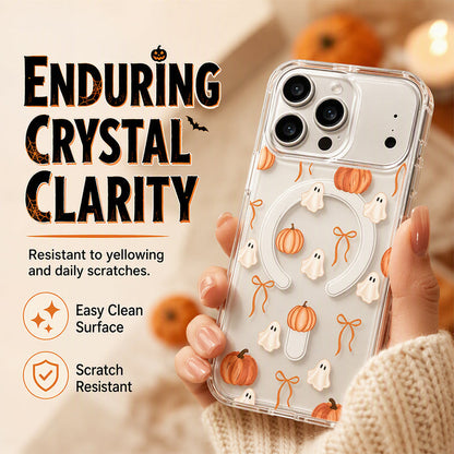 🎉 2026 Sale — Over 16,000 Sold! 🎃 Cute Halloween Clear Phone Case – Ghost & Pumpkin Print, Wireless Charging Compatible – Festive Vibes All Month! ✨