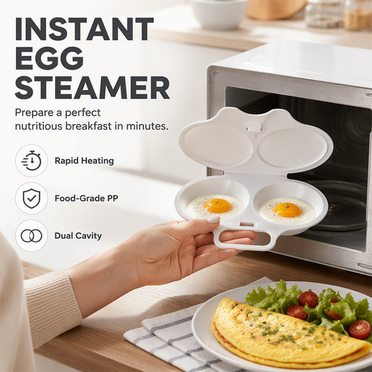 🎉 2026 Sale — Over 19,000 Sold! 🍳 Dual Cavity Microwave Egg Poacher – 2 Perfect Eggs in 3 Minutes – Oil-Free, Healthy & Mess-Free! 💫