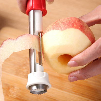 🔥HOT SALE 50% OFF! 🍎🔪 Stop wasting half your apple with a clumsy knife — this 2-in-1 corer & peeler removes cores and skins in one smooth motion. No waste, no cuts, just perfect fruit every time. ✨