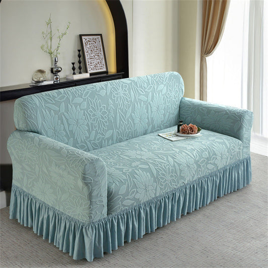 ⚡FLASH SALE 50% OFF! Stretch Full Wrap Sofa Cover, Jacquard Ruffle Skirt Furniture Protector for Living Room 🎁