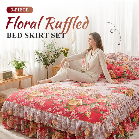 🎉 2026 Sale — Over 14,000 Sold! 🌸 Floral Ruffled Bed Skirt Set – Elegant Ruffles Hide Under-Bed Clutter, Vibrant Colors Stay Bright Wash After Wash! ✨