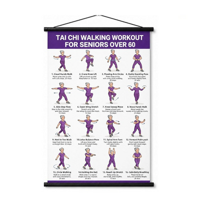 🎉 2026 Sale — Over 8,000 Sold! 🧘 Tai Chi Workout Poster for Seniors – 16 Illustrated Moves, Standing & Seated Options – Safe Daily Exercise at Home! ✨