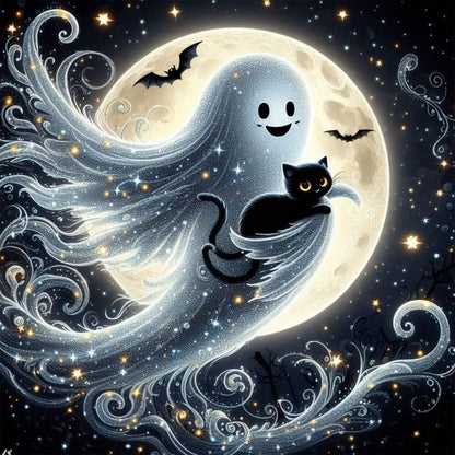 🎉 2026 Sale — Over 11,000 Sold! 👻 Halloween Cute Ghost Diamond Art Kit – HD Canvas & 5D Resin Crystals – Spooky Fun DIY Decor! ✨