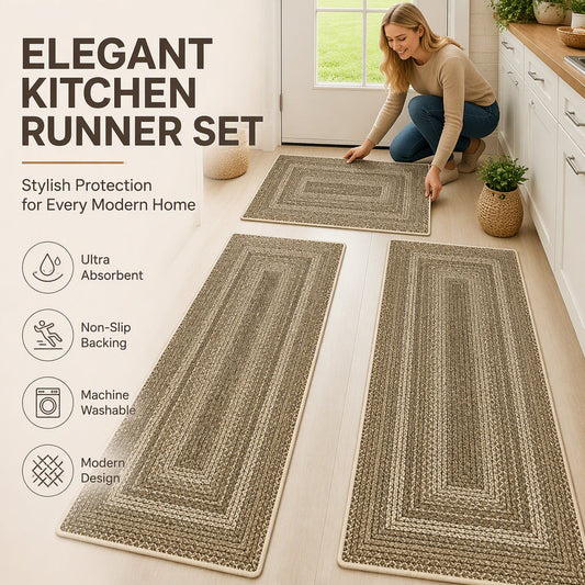 🎉 2026 Sale — Over 19,000 Sold! 🏠 Elegant Woven Runner Rug – Absorbs Spills, Non-Slip Grip, Soft Underfoot – Perfect for Kitchen & Hallways! ✨