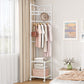 ⏰LIMITED-TIME 50% OFF! 👕🛏️ Stop piling clothes on chairs — this slim rack holds coats, bags, and folded stuff without eating up your floor space. 🏠