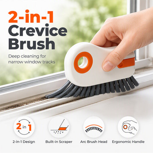 ⚡FLASH SALE 50% OFF!2‑in‑1 Window Groove Cleaning Brush, Scraper & Hard Bristles for Narrow Tracks & Crevices ✨