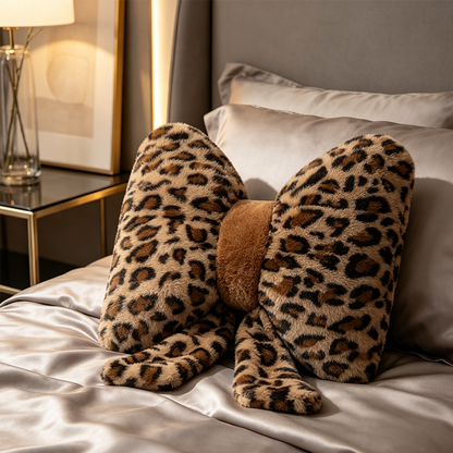 🎉 2026 Sale — Over 18,000 Sold! 🐆 Leopard print + bowknot + faux rabbit fur — this pillow isn't just cute, it's actual lower back support. Style and comfort, finally in one place. 🎀