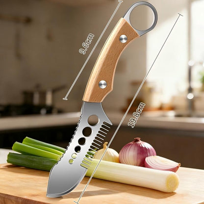 🎉 2026 Sale — Over 16,000 Sold! 🥬 Multi-functional Vegetable Shredder Knife – Comb Blade for Perfect Julienne, Fish Scaler & Herb Stripper – One Knife, Three Jobs! ✨