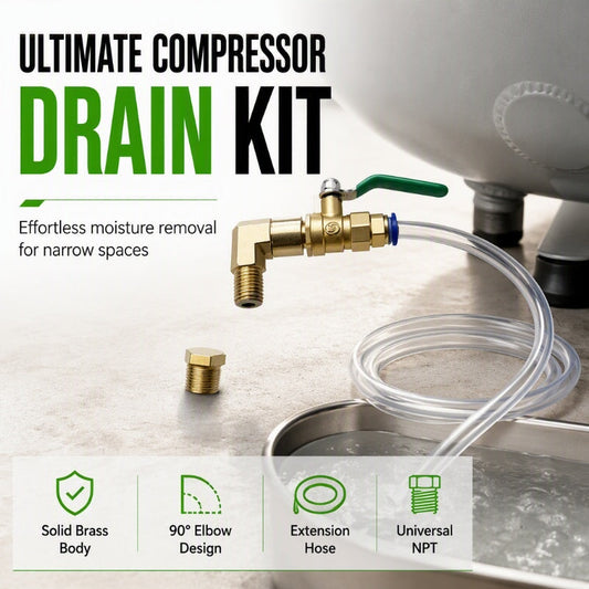 🔥HOT SALE 50% OFF! 🔧💨 Stop killing your air compressor with moisture — this drain kit clears water fast. Brass valve, extension hose, easy reach. One kit, years of protection. ⚙️