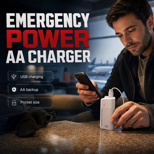 🔥HOT SALE 50% OFF! 🔋📱 Phone dead and no outlet in sight? This little charger runs on AA batteries — anywhere, anytime, no wall plug needed. ✨