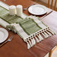 🎉 2026 Sale — Over 9,000 Sold! 🏠 Plain table runner? Yawn. This one brings texture, warmth, and that boho touch — tassels, woven details, and style that makes any table feel intentional. ✨