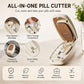 🔥HOT SALE 50% OFF! 💊⚡ Stop struggling with pill halves that crumble — this compact splitter gives you clean, even cuts every time. Built-in storage, travel-friendly, and blade stays covered for safety. ✨