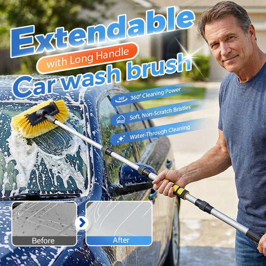 🚗🔥UP TO 50% OFF! Extendable Car Wash Brush 152cm Long Handle, Water‑Through Design 360° Cleaning ✨