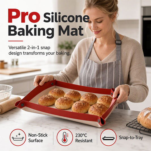 ⚡50% OFF!✨Reusable Non‑Stick Silicone Baking Mat, Snap‑Up Leak‑Proof Tray for Baking & Kneading ✨