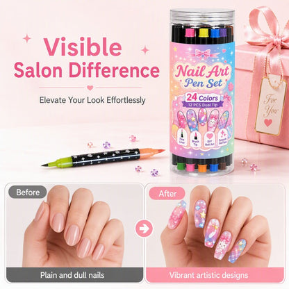 🆕NEW ARRIVAL 50% OFF!💅🎨 24 colors, 12 pens, endless nail art — fine tip for details, brush tip for fills. Smooth flow, quick-dry, and long-lasting. DIY manicures just got a serious upgrade. ✨