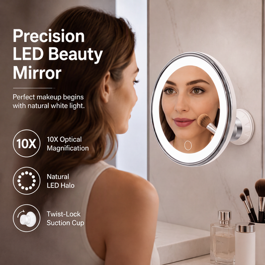 ⏰LIMITED-TIME 50% OFF! 🔍💡 Stop squinting in bad bathroom light — this 10x magnifying mirror with LED ring shows every detail. Suction-cup mount, no drilling. Flawless makeup, every time. ✨
