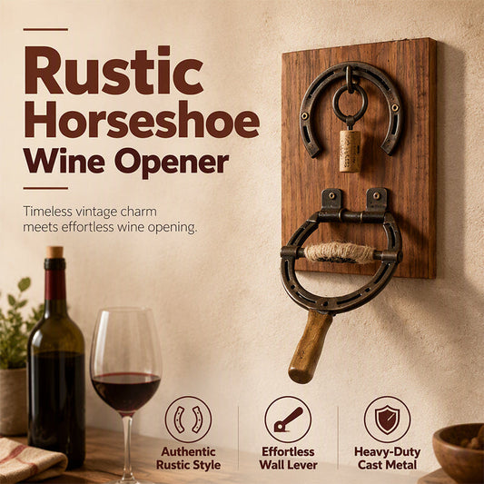 🍷 LIMITED-TIME 50% OFF 🏡 Rustic Horseshoe Wine Opener — Wall-Mounted, Lever Action, Effortless