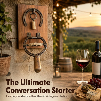 🍷 LIMITED-TIME 50% OFF 🏡 Rustic Horseshoe Wine Opener — Wall-Mounted, Lever Action, Effortless